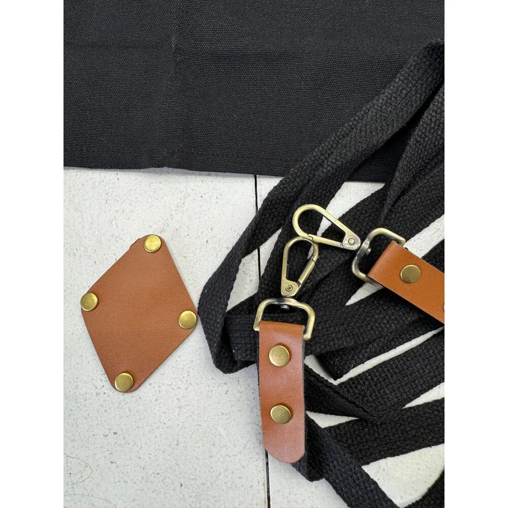 Fun Chaos Black Canvas Apron Cross Back Strap Unisex One Size